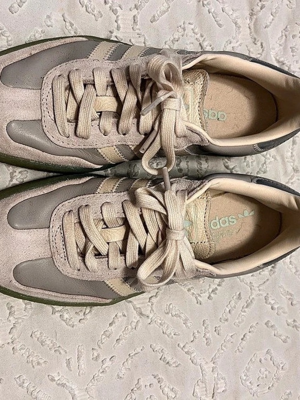 adidas Samba OG Silver Green Women's Sneakers White & Green US 7.5